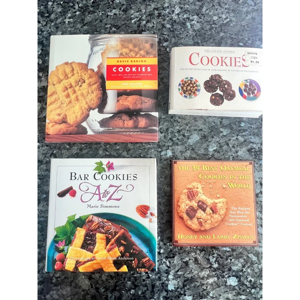 Cookie Cookbook Lot of 4 Bar Cookies A to Z Oatmeal Cookies Basic Baking Guides
